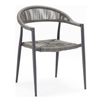 Scaun exterior Jonah cu cotiera, cadru din aluminiu antracit, gri