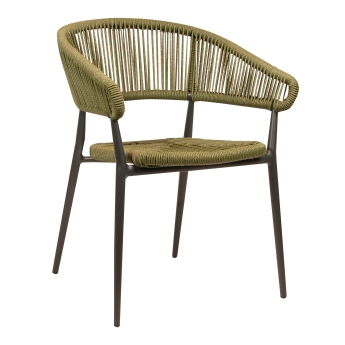 Scaun exterior Jacco cu cadru din aluminiu antracit, oliv