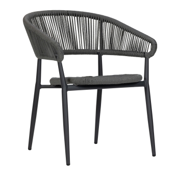 Scaun exterior Jacco cu cadru din aluminiu antracit, gri