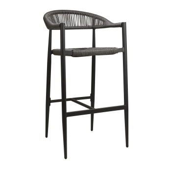 Scaun de bar cu cotiere pentru exterior Jonah cu cadru din aluminiu antracit, gri