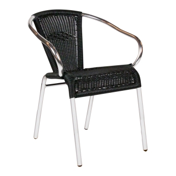 Scaun exterior Kannet cu cadru din aluminiu argintiu, negru