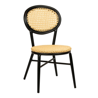 Scaun exterior Alec cu cadru din alminiu negru, natur