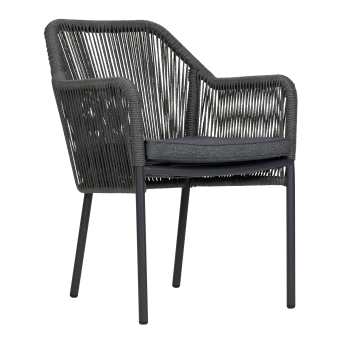 Scaun exterior Baleric cu cadru din aluminiu antracit, gri