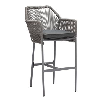 Scaun de bar pentru exterior Baleric cu cadru din aluminiu antracit, gri