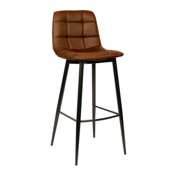 Scaun de bar interior Lauren, cadru negru, maro, 106 cm