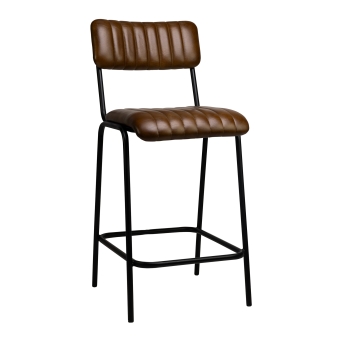 Scaun de bar interior Jenson, cadru metal negru, maro, 96 cm