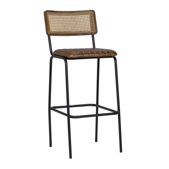 Scaun de bar interior Jens, cadru metal negru, maro, 109 cm