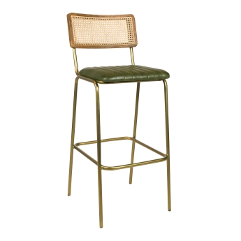 Scaun de bar interior Jens, cadru metalizat, verde, 109 cm