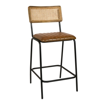 Scaun de bar interior Jens, cadru metal negru, maro, 96 cm