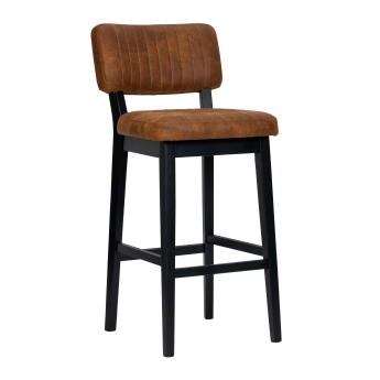 Scaun interior de bar Patrick, cadru din metal, negru, maro