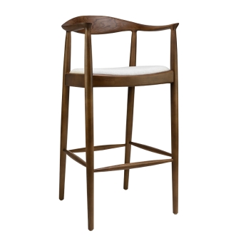 Scaun interior de bar Nordic, cadru din lemn maro, alb