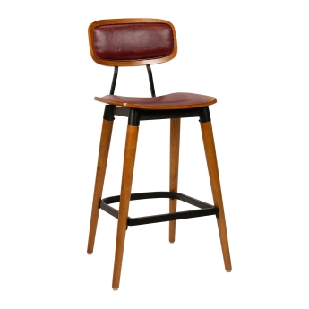 Scaun interior de bar Studo, cadru din lemn de fag, bordo