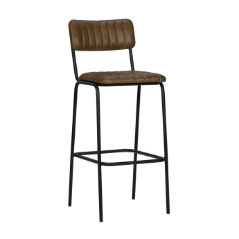 Scaun de bar interior Jenson, cadru metal negru, maro, 108 cm