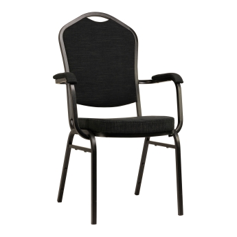 Scaun interior stivuibil Selectstack Deluxe, cu cotiera, cu cadru din otel, negru
