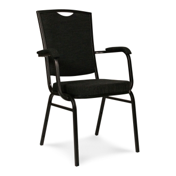 Scaun interior stivuibil Selectstack 320, cu cotiera, cu cadru din otel, negru