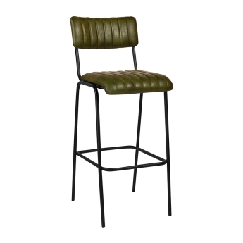 Scaun de bar interior Jenson, cadru metal negru, verde, 108 cm