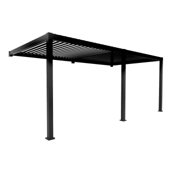 Pergola Reflect pentru gradina si terasa, montabil pe perete, aluminiu, antracit, 3x6 m