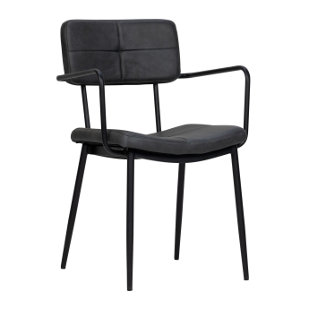 Scaun interior Teddy cu cotiera cu cadru din metal, antracit