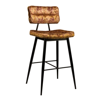 Scaun de bar interior Nilly, cadru metal, imprimeu galben
