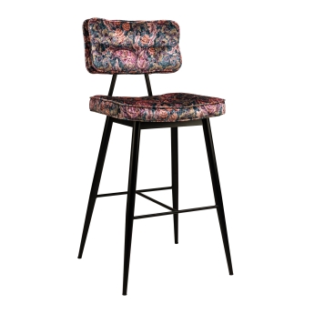 Scaun de bar interior Nilly, cadru metal, imprimeu roz