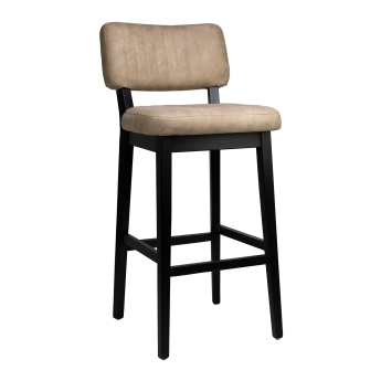 Scaun interior de bar Patrick, cadru din metal, negru, bej