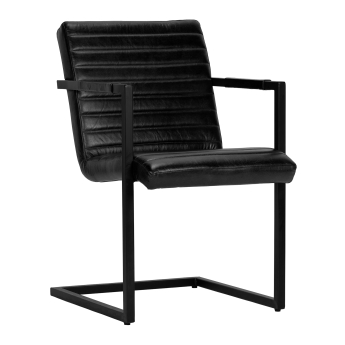 Scaun interior Kess, cadru otel, piele neagra
