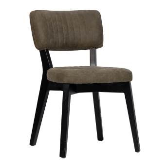 Scaun interior Patrick, cadru din lemn negru, maro inchis