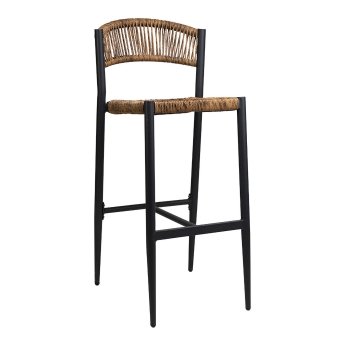 Scaun de bar pentru exterior Jonah cu cadru din aluminiu antracit, natur