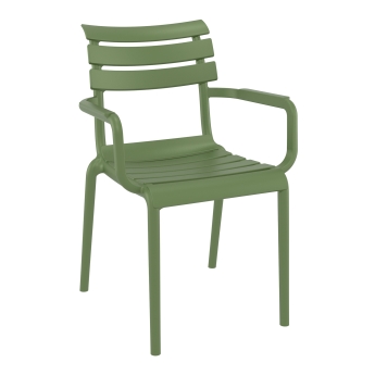 Scaun exterior Helen cu cotiera, din polipropilena, verde