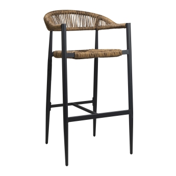 Scaun de bar cu cotiere pentru exterior Jonah cu cadru din aluminiu antracit, natur