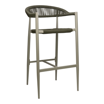 Scaun de bar cu cotiere pentru exterior Jonah cu cadru din aluminiu verde, verde