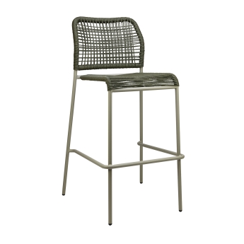Scaun de bar pentru exterior Twist cu cadru din otel verde, verde