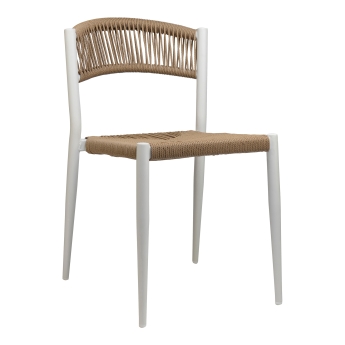 Scaun exterior Jonah cu cadru din aluminiu alb, natur