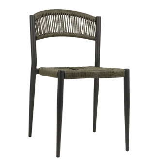 Scaun exterior Jonah cu cadru din aluminiu antracit, oliv