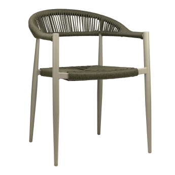 Scaun exterior Jonah cu cotiera, cadru din aluminiu verde, verde