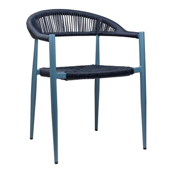 Scaun exterior Jonah cu cotiera, cadru din aluminiu albastru, albastru