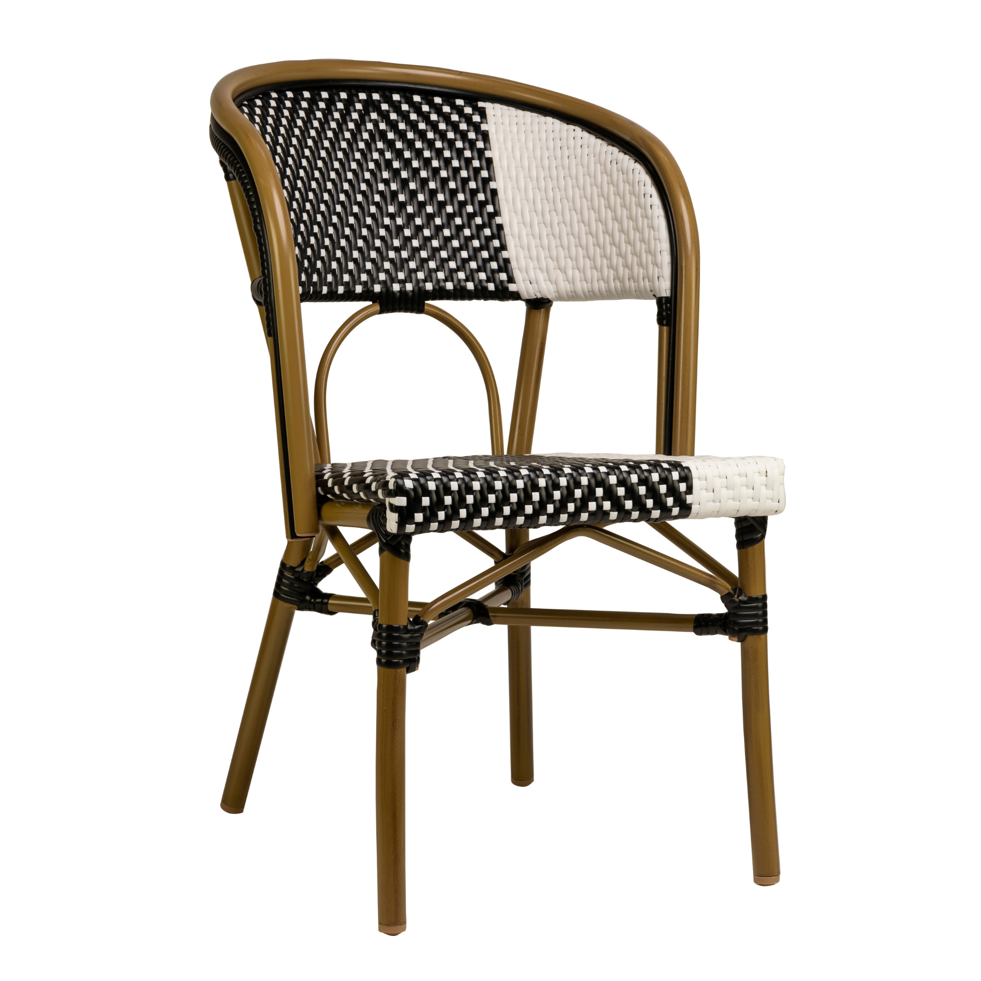 Scaun exterior Santa Cruz cu cadru din aluminiu maro, negru/alb Scaun exterior Santa Cruz cu cadru din aluminiu maro, negru/alb