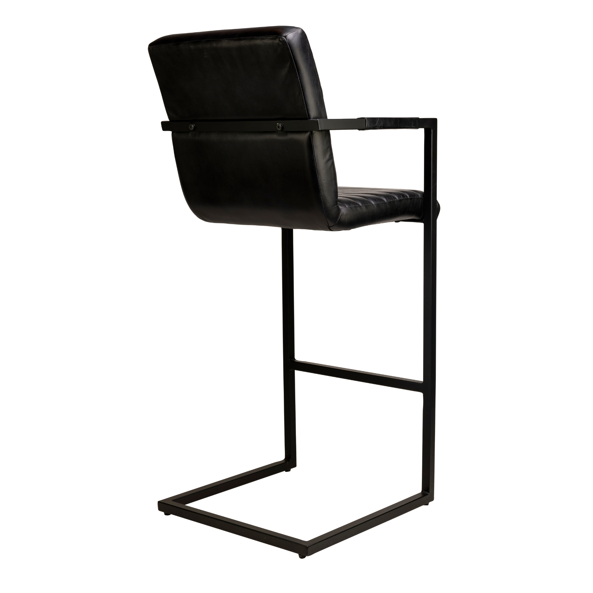Scaun de bar interior Kess, cadru din metal, tapiterie piele, negru Scaun de bar interior Kess, cadru din metal, tapiterie piele, negru